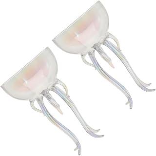 Jellyfish Wineglasses Martini Glass Creative Cocktail Drinkware Unique Bar Whiskey Cup Kitchen Tableware (Laser color-2PCS)