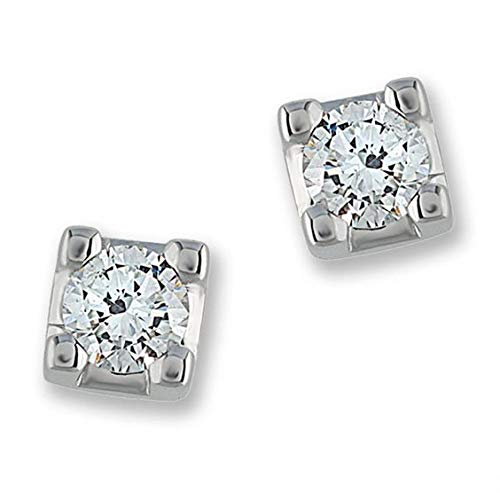 Boucles d'oreilles or blanc 18 carats véritables diamants Gemoro OBE034B.05