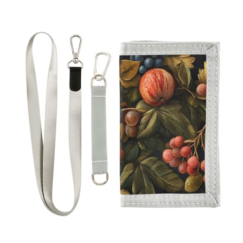 FOLIOSA Kids Wallet for Boys Girls Vintage Fruits Print Youth Wallet with Zipper Pocket Card Holders, Novelty Wallet 4.9×2.9 in