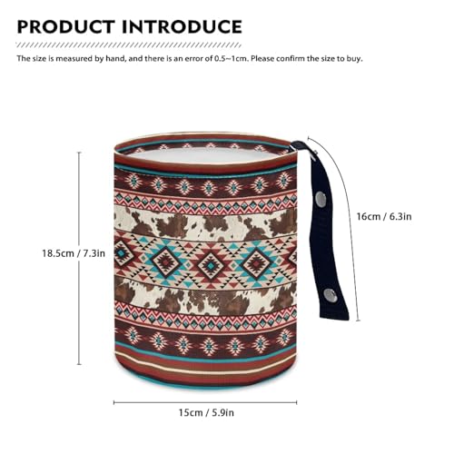 Image of Pensura Tribal Aztec Geometric Car Trash Bag Adjustable Buttons Camping Trash Can Portable Foldable Multipurpose Trash bin Waste Basket Auto Accessories for Car, Home, Outdoor