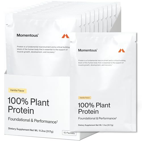 Image of Momentous Vegan Protein Powder, 20g Pea & Rice Blend Protein, Vanilla | Complete Amino Acid Profile to Support Lean Muscle Growth, NSF Certified for Sport, Non-GMO & Gluten-Free (10 Servings)
