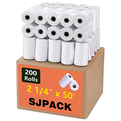 SJPACK Thermal Paper 2 1/4" x 50' Pos Receipt Paper, 200 rolls Cash Register Roll (200 Rolls / 4 Cartons)