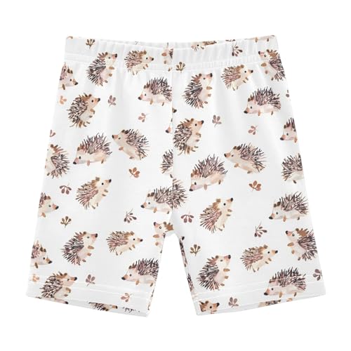 Watercolor Small Hedgehogs Girls Shorts Elastic Waist Sports Shorts Girls Leggings Pants for 4-10 Years