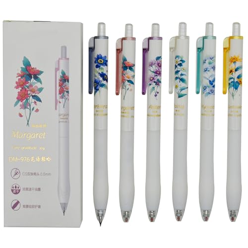 Bolígrafo retráctil floral negro Maydahui 12 piezas miniatura 1