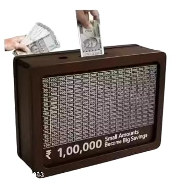 Harsha Craft & Creation 1,00,000 Savings Challenge Wooden Money Frame | Money Saving Box with Tracker | Motivational Piggy Bank for Home & Office-DE_17