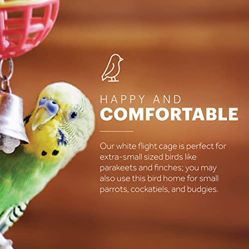 Image of Prevue Pet Products Flight Cage Metal Steel Bird Crate, Multi-Bird Home Stackable Cage for Birds, Home Crate for Extra-Small Pet Parakeets, Finches, and More, White