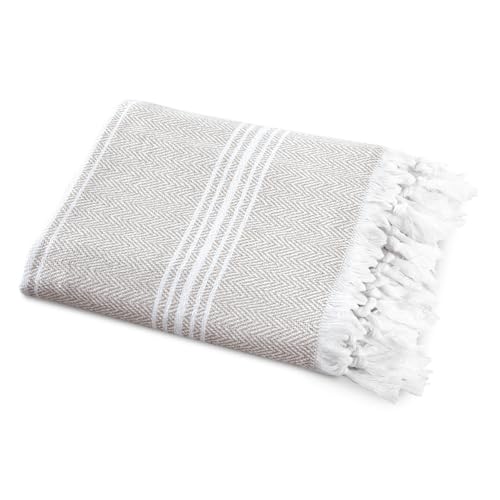 SALBAKOS - Cotton Turkish Beach Towel - Made with 100% Turkish Cotton, Lightweight, Absorbent & Quick Dry Beach Towels for Gym, Pool, Beach & Spa | 40