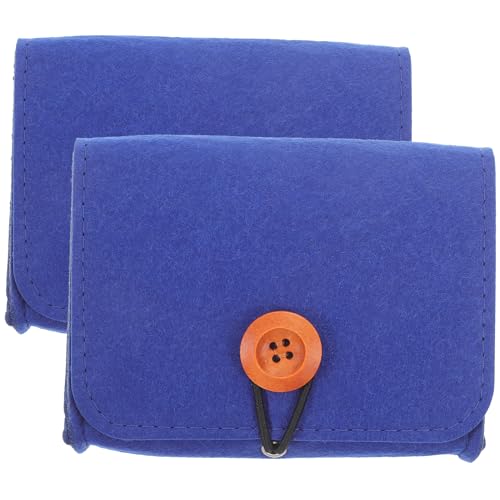 LUOZZY 2pcs Bottle Carrying Bags Felt Travel Organizer Key Jewelry Small Items Storage Pouch for Home Travel Supply - Blue
