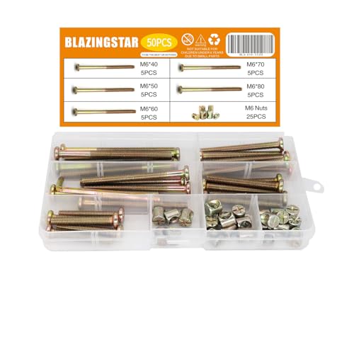 Blazingstar M6 X40Mm/ 50Mm/ 60Mm/ 70Mm/ 80Mm Hex Drive Socket Cap Screws Barrel Nuts Assortment Kit For Beds Headboards Chairs Furniture cover