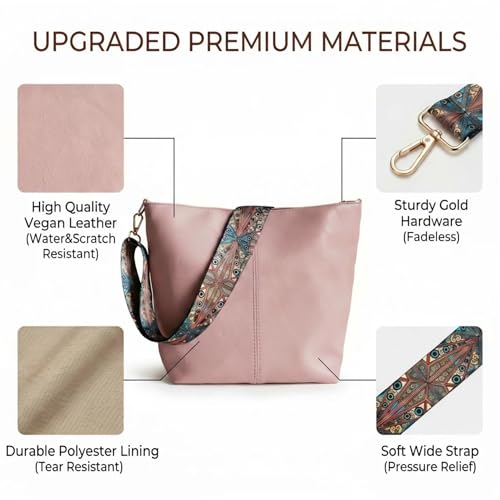 Image of Fashion Hobo Bags for Women Vegan Leather Crossbody Bag with Guitar Strap Shoulder Purses and Handbags