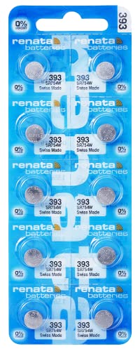 Renata 393 SR754W Batteries - 1.55V Silver Oxide 393 Watch Battery (10 Count)