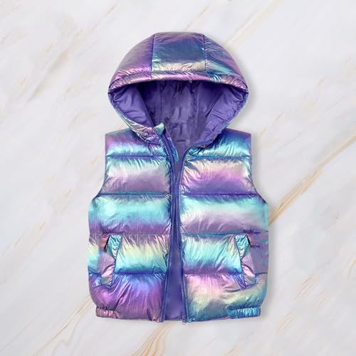 Shiny Puffer Jackets Kids Boys Girls Reflective Hooded Vest Metallic Sleeveless Jacket Snowsuit Waistcoat for 3-8 Years2