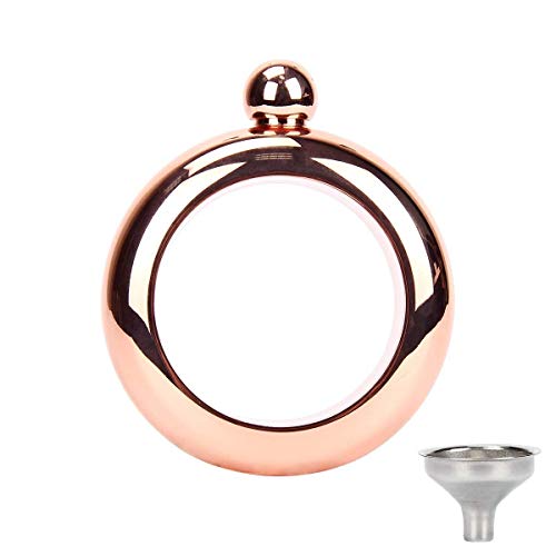 Werded Armband Flask, Edelstahl Hip Armreif Flask Kreative versteckte Alkohol Likor Aufbewahrung Flasche mit Trichter Schmuck Geschenke Wein Trichter Armreif für Männer und Frauen gold Cover