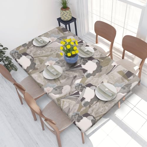 Nappe extensible motif botanique imperméable lavable blanche - 2