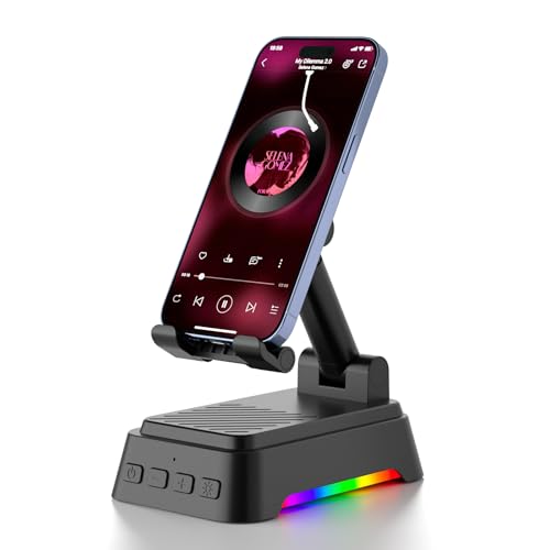 doopo Haut-parleur Bluetooth avec support pour téléphone portable, veilleuse, fonction de charge et mode changement de couleur