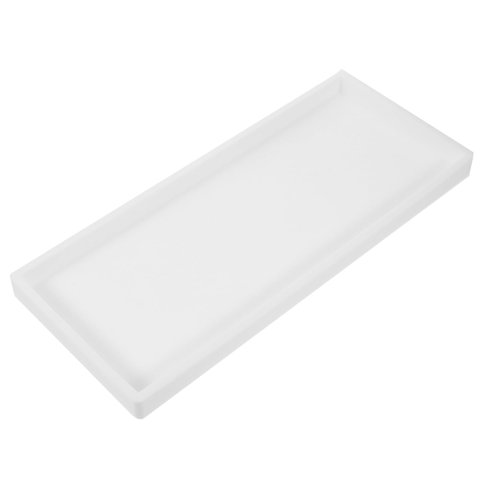 Bandeja organizadora de silicona grande rectangular de color claro antideslizante para baño