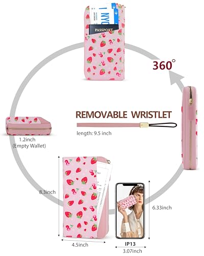 Image of Large Wallet for Women, Clutch Wallet with Passport Holder | RFID Wallet for Women, Zipper Clutch Purse, Passport Holder for Travel, Multiple Card Slots, Phone Pocket, Wristlet Strap