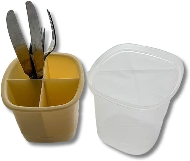 Miniatura 4 de Toledo - Soporte para cubiertos y utensilios, organizador de plástico para cubiertos con tapa superior, perfecto para cocina, picnic, hogar,