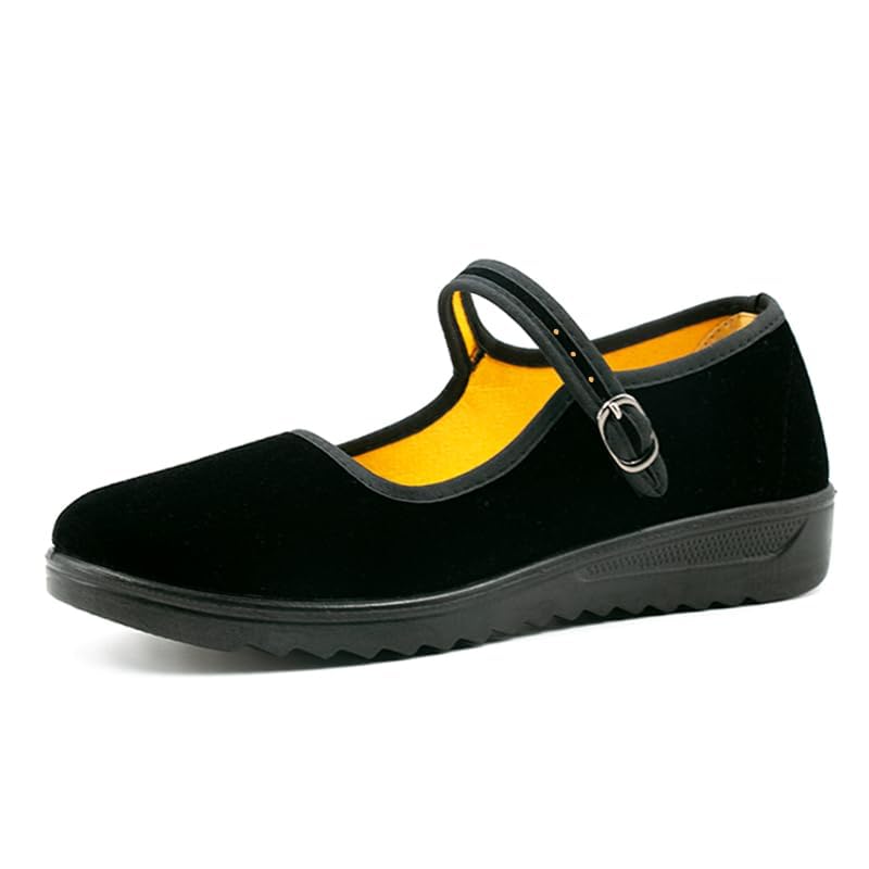 Women's Velvet Mary Jane Shoes Old Beijing Cloth Shoes Dance Shoes with Adjustable Tightness3