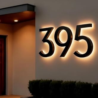 DIDALIFE Custom LED House Numbers for Outside Light Up, Personalized Large Solar Powered Backlit Numbers, Waterproof Illuminated Address Numbers