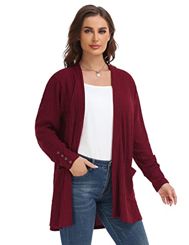 MONNURO Plus Size Open Front Cardigan Sweaters for Women Lightweight Long Sleeve Fall Coat with Pockets3