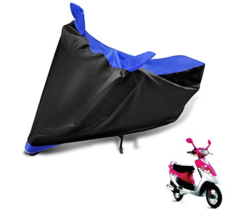 Image of Auto Hub Scooty Cover Compatible with TVS Scooty Pep Plus with Mirror Pocket, Dustproof, Heat Resistant, Triple Stitched, Pep Plus Scooty Cover- Black, Blue