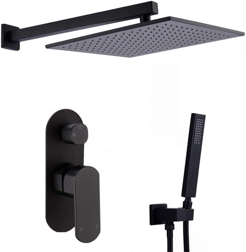 Pommeau de douche effet pluie noir luxueux, mitigeur et robinetterie complète