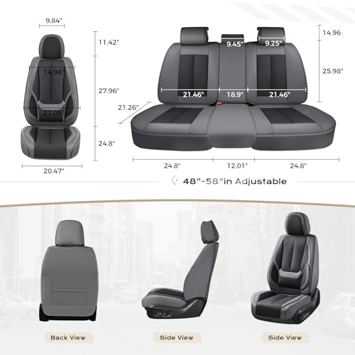 Image of Coverado Car Seat Covers Full Set, Car Seat Protector Waterproof, Nappa Leather Car Seat Cushion, Seat Covers for Cars, Front Seats and Back Universal Fit for Most Cars