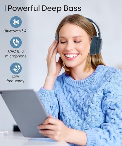 Image of INFURTURE Upgrade Active Noise Cancelling Headphones, H1 Wireless Over Ear Bluetooth Headphones, Deep Bass Headset, Low Latency, Memory Foam Ear Cups,90H Playtime