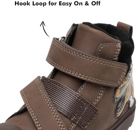 Ahannie Toddler Boys Boots, Kids Dinosaur Winter Boots with Hook Loop - 2