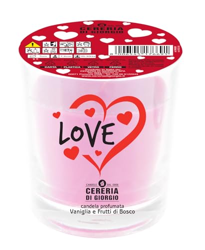 Candela in bicchiere profumata vaniglia e frutti di bosco - Love - Candela degli innamorati - Idea regalo - Cereria Di Giorgio - Made In Italy