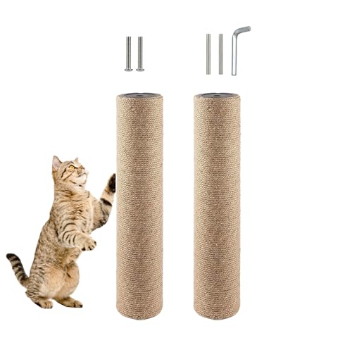 MUYG 2 Pcs CatScratchingPostReplacement for Indoor 15.7 x 3.1 InchesCatsTreeReplacementParts Natural Sisal Cat Scratch Posts Refill Pole Part with M8 Screws Spare Cat Furniture Accessories