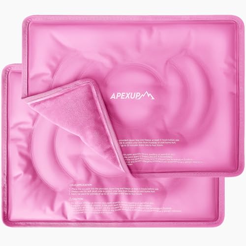 APEXUP Gel Ice Packs for Injuries Reusable, Flexible Double Sided Cold Packs for Injuries, Ice Pack for Knee, Shoulder, Back, Hip, Leg, Arm (Pink, L,