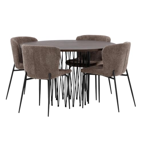 Paris Prix Ensemble Table à Manger & 4 Chaises Stone & Modesto 120cm Marron