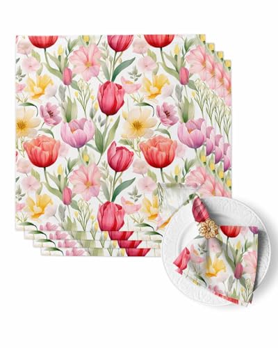 Servilletas de tela pack de 4, 20x20 pulgadas, diseño tulipanes miniatura 1