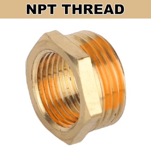 Image of 9pcs 1 /2 Inch NPT Male to 3 /8 Inch NPT Female Reducer Hex Bushing, Brass Reducing Heavy Duty Threaded Pipe Fitting Adapter for Hydraulic Plumbing Systems Water Line Impact Socket Faucet Hose Connector