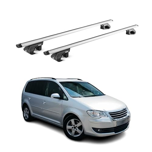 OMAC Dachträger Grundtäger kompatibel mit VW Touran 1T 5T 2003-2025 5 tür Aluminium ABE 90kg Silber 2tlg Offene Reling für Fahrradträger, Dachboxen, Skiträger Abschließbar OMAC Dachträger Grundtäger kompatibel mit VW Touran 1T 5T 2003-2025 5 tür Aluminium ABE 90kg Silber 2tlg Offene Reling für Fahrradträger, Dachboxen, Skiträger Abschließbar