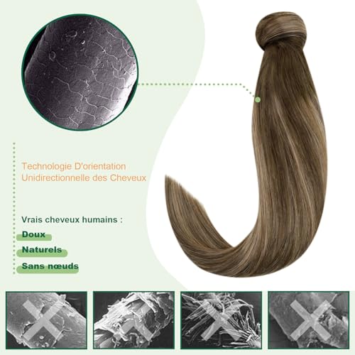 Extension cheveux queue de humain balayage ombré Easyouth 45cm - 4