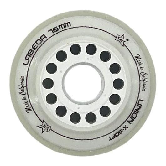 Labeda Premium Roller Hockey Wheels - Union X-Soft Hilo Set of 8-76mm White, 80mm Green - 74A Indoor