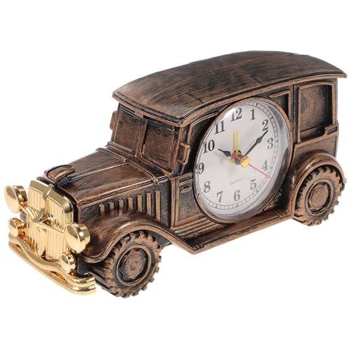INOOMP Reloj Despertador Diseño Creativo y Delicado Escultura de Coche Dorado Retro Resistente al Óxido Roturas Varios Estilos para Decoración de Escritorio Hogar Varios Estilos