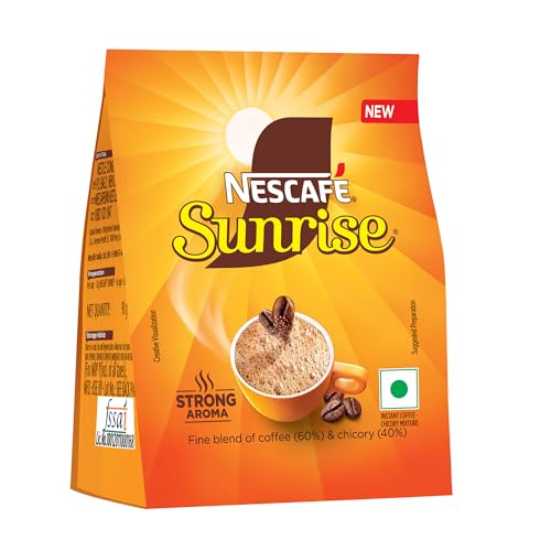 Image of Sunrise Instant Coffee Powder Bag by Nescafe | Rich Aroma for the perfect start to your day | Coffee Chicory-Mix | 90 grams stabilo