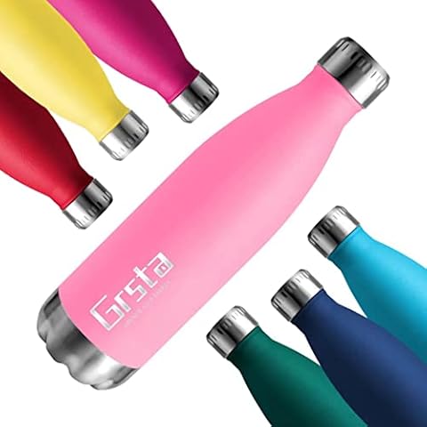 Grsta Sports Water Bottle - Stainless Steel Water Bottle - 500ml Water Bottle - BPA Free Leak Proof - Hot Water Bottle - Suitable for Outdoor Sports, Yoga, Camping, Travel, Hiking Cover