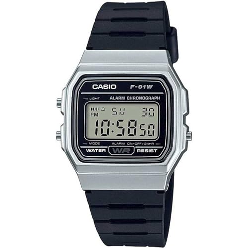 Casio Unisex Watch - F-91WM-7ADF Silver Dial, Black Band
