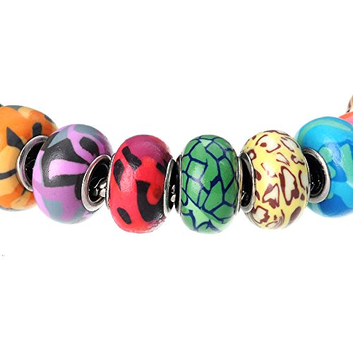 Rubyca 100 Pcs Bulk Fimo Polymer Clay Beads Animal Prints Fit European Charm Bracelet Jewelry Making #TOP3