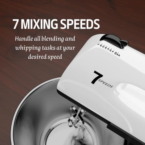 Stand Mixers, 7 Speeds With 3QT Stainless Steel Bowl, Stand and Hand Mixer with Dough Hook, Whisk, Mixing Beater for Baking, Cake, Cookie, Kneading (GT2) - Image 4