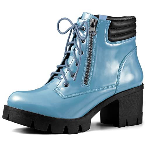 Bottines à talon bloc bleu ciel 41 EU Allegra K pour femme