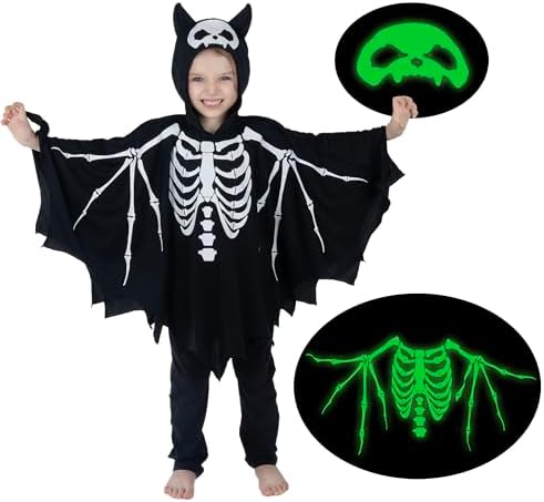 Sincere Party Skelett-Kostüm für Kinder Glow in the Dark Skelett-Halloween-Kostüme für Jungen und Mädchen