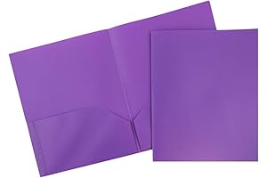 JAM PAPER 12 Pack Purple Plastic 2 Pocket Folders