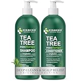 KESMEDIK Tea Tree Oil Shampoo and Conditioner MaxTherapy Set, Itchy Scalp Relief, Refreshes & Cleanses Dandruff & Buildup, Clarifying for Oily Hair, Women & Men, 16 fl oz Each