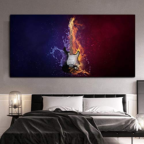 Peinture guitare abstraite moderne pour illuminer les murs d'un studio de musique